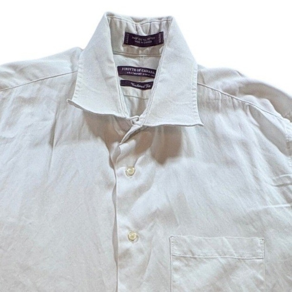 Forsyth of Canada Dress Shirt Mens XL White Tailored Fit Cotton Button Down
